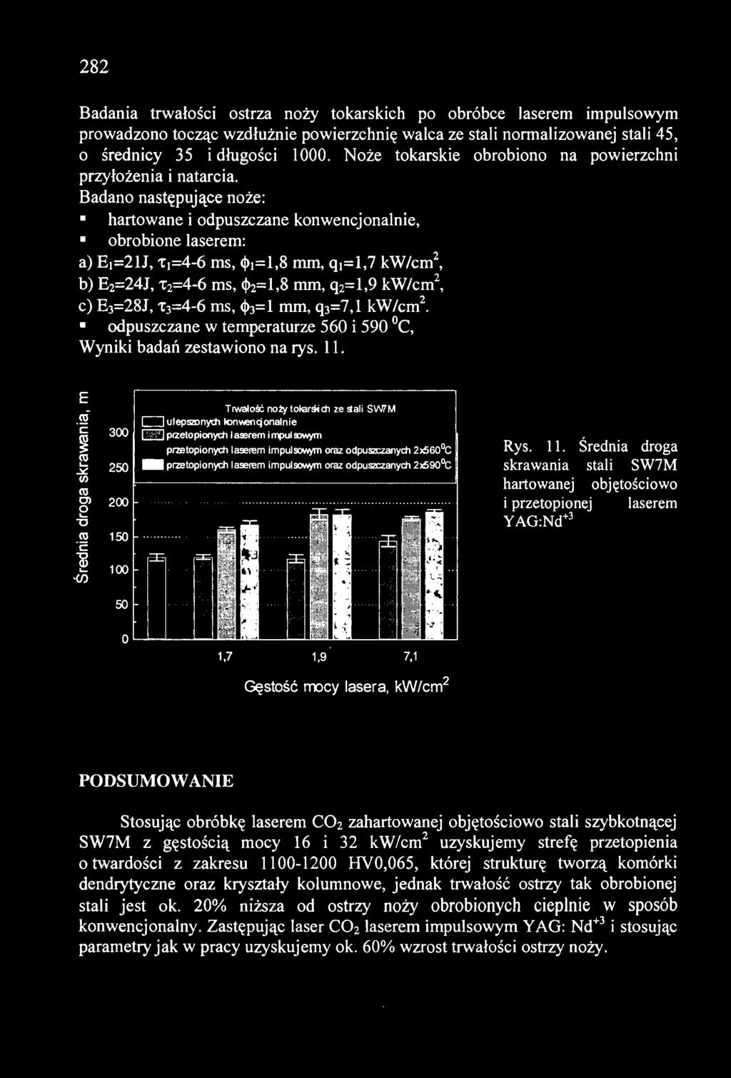 > 1 =1,8 mm, q 1 =1,7 kw/cm 2, b) E2=24J, 't2=4-6 ms, <!>2=1,8 mm, q 2 =1,9 kw/cm 2, c) E3=28J, 'tj=4-6 ms, <!>3=1 mm, q3=7,1 kw/cm 2.