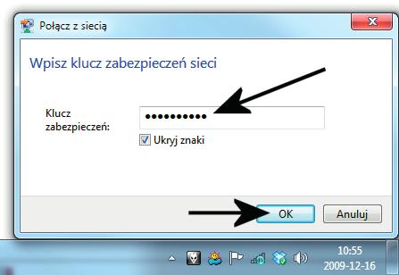 Internet i sieć 3. Jeżeli sieć jest zabezpieczona, to w tej chwili zostaniesz poproszony o podanie hasła (powinieneś je otrzymać od administratora sieci). W polu widocznym na rysunku 8.