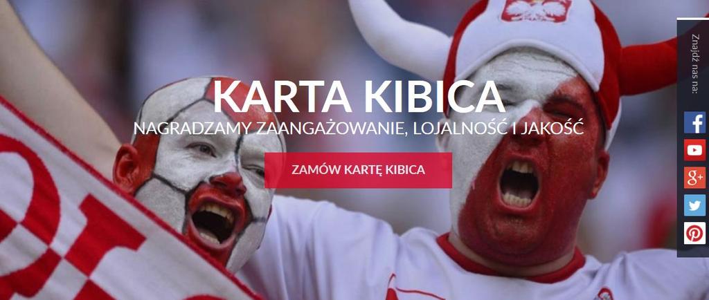 KROK 5 Po zalogowaniu na portalu Łączy Nas Piłka, wybierz link Zamów Kartę Kibica.