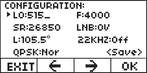 . Fig. 2-20 b. F częstotliwość transpondera (MHz) Naciskając [ ] i [ ] lub [ ] i [ ] przesuń kursor na F, naciśnij [ENTER], Ŝeby zatwierdzić i wprowadź wartość F klawiszami numerycznymi.