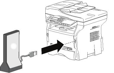 Telefonia (opcja) Urządzenie wielofunkcyjne pozwala na podłączenie bazy USB-DECT do jednego z portów USB urządzenia i zarejestrowanie zestawów słuchawkowych DECT do tej bazy.