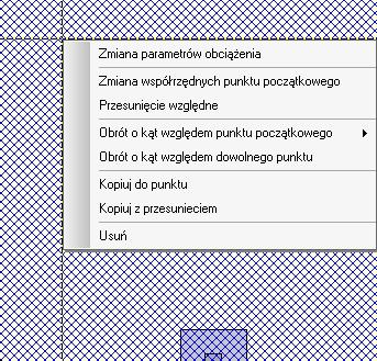 wykonaniu następujących rodzajów edycji na grupie fundamentów: Przesunięcie względne, Obrót o kąt, Obrót o kąt względem punktu, Kopiuj z przesunięciem, Usuń.