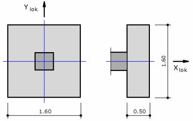 810.6. Przykład obliczeniowy Geometria stopy prostokątnej Sp - 1 Rodzaj fundamentu: Stopa prostokątna Wymiary fundamentu: B = 1.60 L = 1.60 H = 0.50 e x = 0.00 e y = 0.