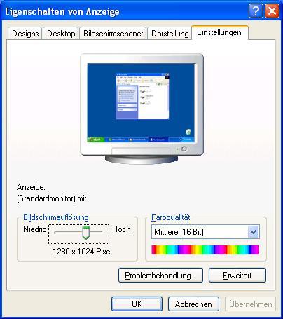 Rozdzielczość ustawia się pod opcją obszar ekranu ( ). Maksymalna rozdzielczość monitora LCD wynosi maksymalnie 1024 x 768 pikseli.