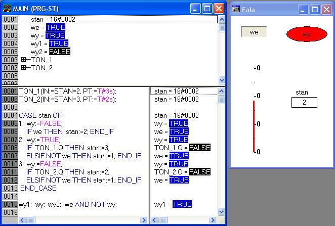 4. Praca układu Bargraf Bar display Variable/Scale MA, TON_1.ET, 0 3000 (ms) 1.