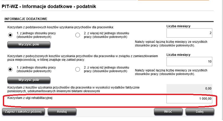 ! Niezaznaczenie przysługujących kosztów uzyskania przychodów, spowoduje ich nieuwzględnienie w zeznaniu PIT-37.