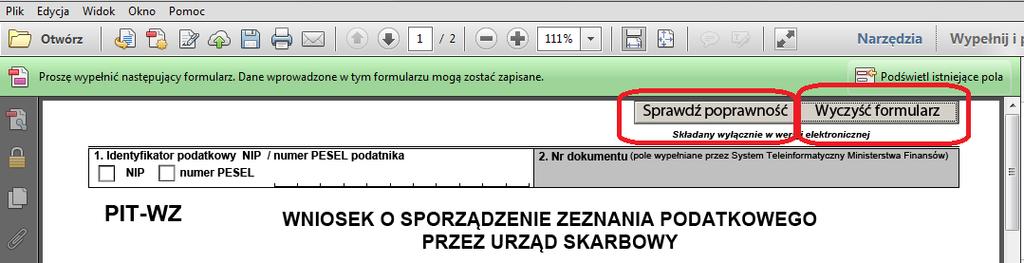 x lub Windows 10) i skonfigurowanym dostępem do Internetu - zainstalowane oprogramowanie Adobe Reader - aktualna wtyczka (plugin) do programu Adobe Reader pobrana ze strony Portalu Podatkowego