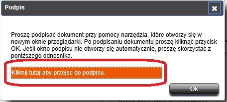 Krok 2 Po wybraniu przycisku PODPIS pojawia się okno jak