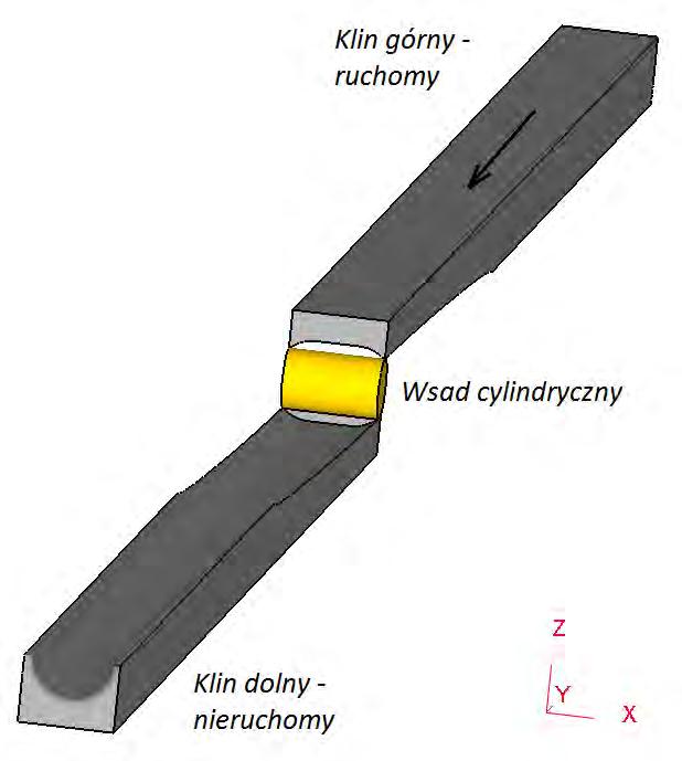 Model geometryczny jednego z narzędzi płaskich (dolnego), wykonany w programie SolidEdge, wykorzystywanych w procesie WPK