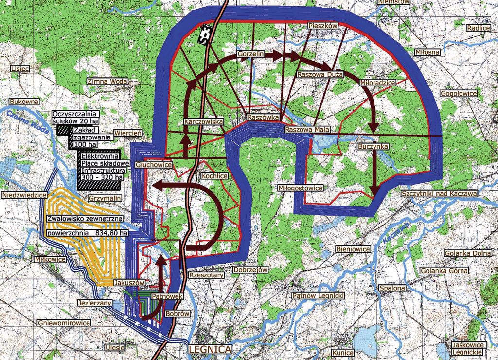 Na rysunku 2 przedstawiono kierunki rozwoju poszczególnych wyrobisk, a w tabeli 7 zestawiono podstawowe ich parametry.