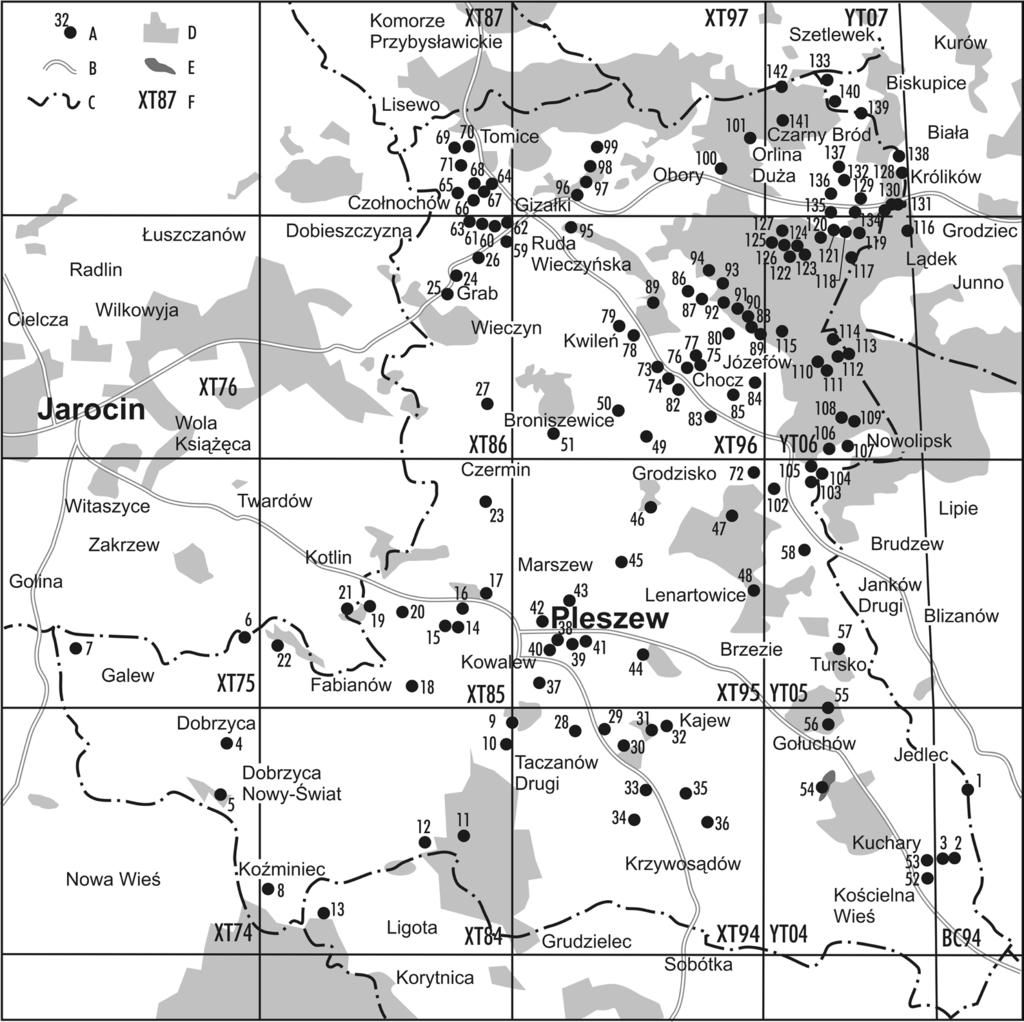 Odonatrixo9(2) 35 Materiał i metody Jak już wspomniano, obserwacje nad ważkami (Odonata) prowadzono w latach 2007 2012 na 143 stanowiskach (Ryc.