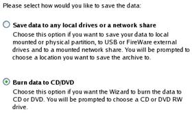 Wybierz element Burn data to CD/DVD. 8.