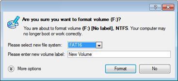 - FAT12 & FAT16 - FAT32 - NTFS - Ext2 - Ext3 - Linux Swap v. 2 - Apple HFS Operację tą można wykonad za pomocą okna dialogowego Format Partition Dialog.