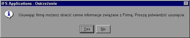 Rys. 5.13 Widok okna z zapytaniem o potwierdzeni usunięcia firmy Rys. 5.14.