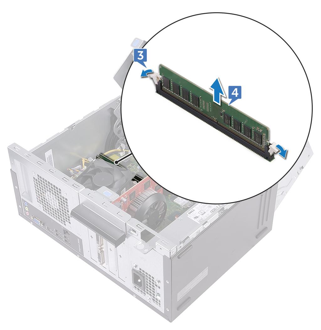 4 Wyjmij moduł pamięci z gniazda modułu pamięci.