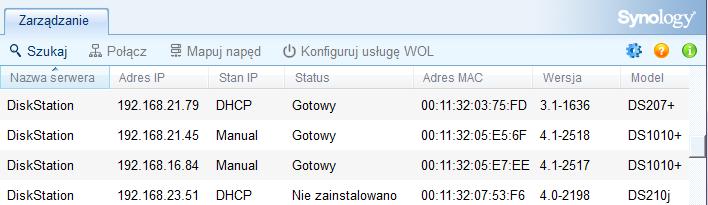 W tym celu należy zalogować się w systemie DSM przy użyciu przeglądarki internetowej.