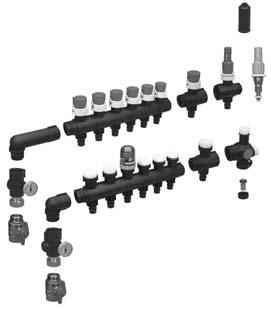 3.3. Rozdzielacze Uponor Pro Q&E 20 mm Rozdzielacze Uponor Pro Q&E 20 mm sà wykonane z poliamidu (PA-GF) o przekroju 1".
