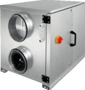 600 H 650 Centrala z odzyskiem ciepła wyposażona w zintegrowaną nagrzewnicę elektryczną lub wodną (opcjonalna chłodnica zewnętrzna).