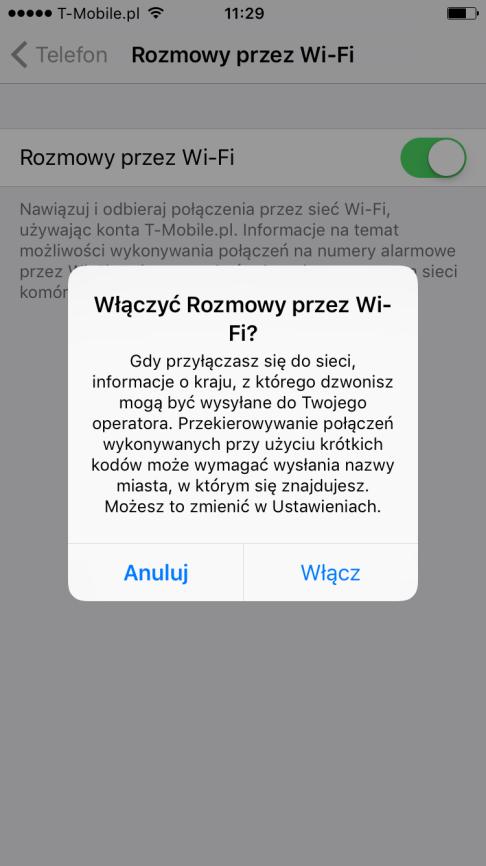 3. Sprawdź stan włączenia usługi w telefonie Ustawienia/Telefon/Rozmowy przez Wi-Fi 4.