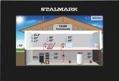 wyświetlanie aktualnych przebiegów temperatury kotła i pokojowej Wyposażenie sterownika: - duży, czytelny, kolorowy, dotykowy wyświetlacz - wbudowany czujnik pokojowy - kabel komunikacyjny RS do