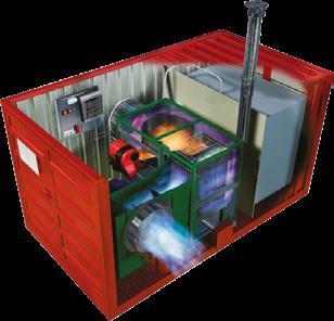 Łatwa do uruchomienia jednostka grzewcza osadzona w kontenerze szybko wytwarza ciepło, a temperatura odpowiednia do pracy jest osiągana bez wysiłku.