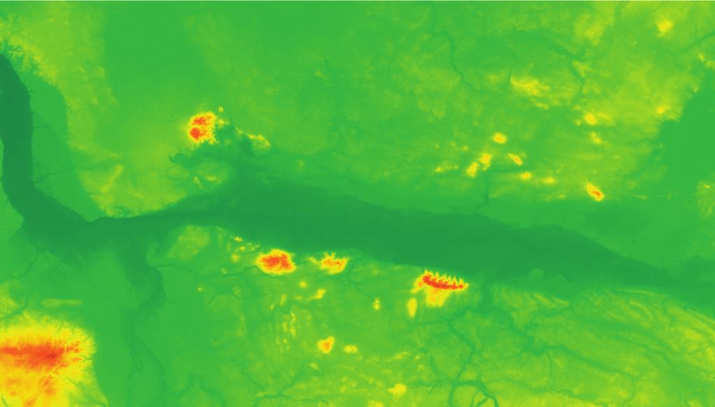 Charakterystyka geomorfologiczna obszaru położonego wzdłuż Doliny Środkowej Noteci Ryc. 2. A: Mapa morfologiczna model rzeźby terenu, rozdzielczość 30 m.