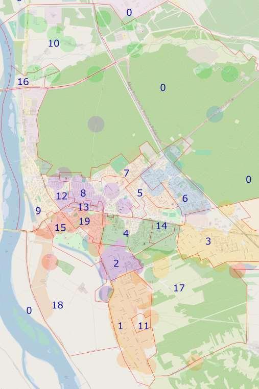 Mapa 11 Podział Miasta Puławy na rejony poddane badaniu Źródło: Opracowanie