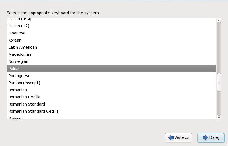 Szybki przewodnik po instalacji Rysunek 5. Keyboard Configuration 10.