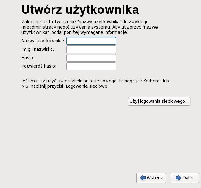 Data i czas Rysunek 16. Firstboot create user screen 23.