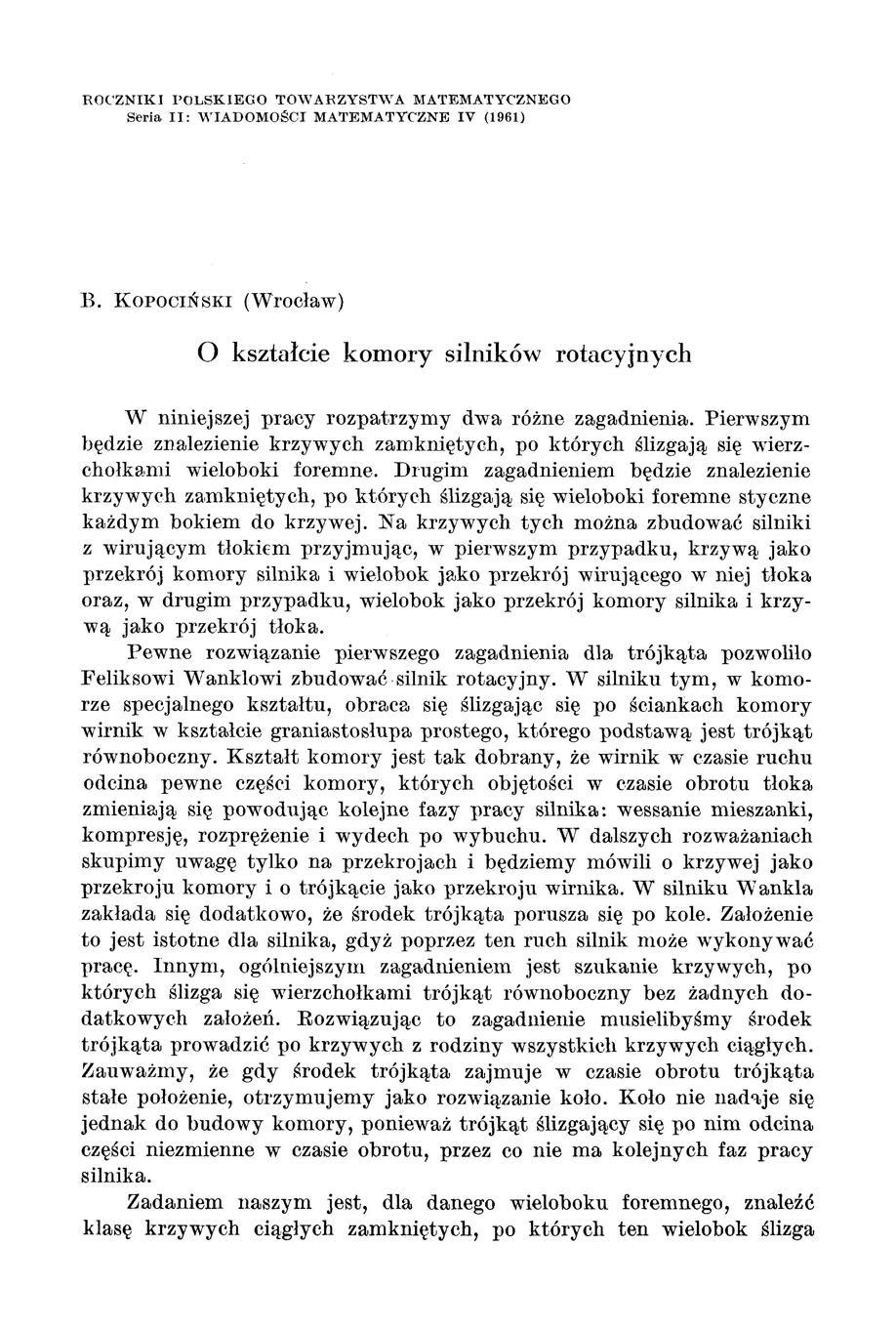 ROCZNIKI POLSKIEGO TOWARZYSTWA MATEMATYCZNEGO Seria II: WIADOMOŚC I MATEMATYCZNE IV (1961) B.