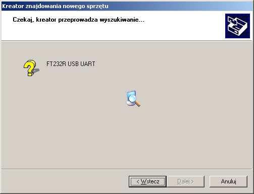 Komputer samodzielnie wykryje nowe urządzenie USB podłączone do komputera i pojawi się poniższe okno: 3.