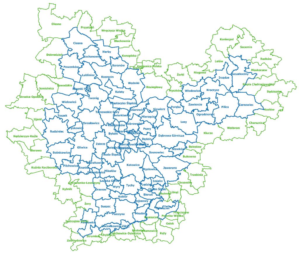 Strefa 0 gminy Subregionu Centralnego oraz miasto i gmina Oświęcim Strefa 1 gminy bezpośrednio przyległe do Strefy 0 Rysunek 1. Zasięg przestrzenny studium obszar modelowania transportu 4.