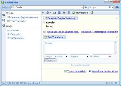 129 WIMMER - ESPERANTO EN DEK LECIONOJ Dodatek: Lingoes Translator Lingoes Translator to bezpłatny interfejs do słowników dla wielu języków, zaprojektowany dla systemu Windows.