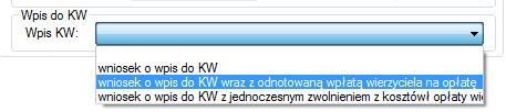 jednoczesnym zwolnieniem z kosztów opłaty wierzyciela. W przypadku pierwszej opcji, na portalu pojawi się kwota opłaty wpłacona przez wierzyciela.