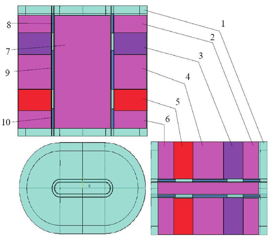 The schematics of magnetoelectric drive for exhaust valve: 1 air, 2, 4, 6 pole shoe, 3, 5 