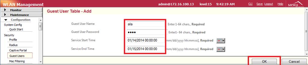 Laboratorium 9 Tworzenie sieci bezprzewodowej z uwierzytelnieniem za pomoca wbudowanego mechanizmu Captive Portal 1. Zaloguj się do kontrolera wykorzystując dostęp przez interfejs WWW. 2.