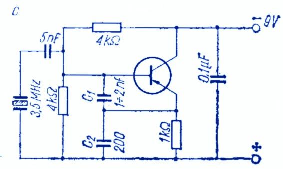 Generator stabilizowany rezonatorem kwarcowym Gdy zależy nam na dużej stabilności częstotliwości przebiegu