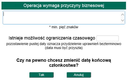 W przypadku określenia daty aplikacja AZU samodzielnie odbierze uprawnienie w wyznaczonym dniu.