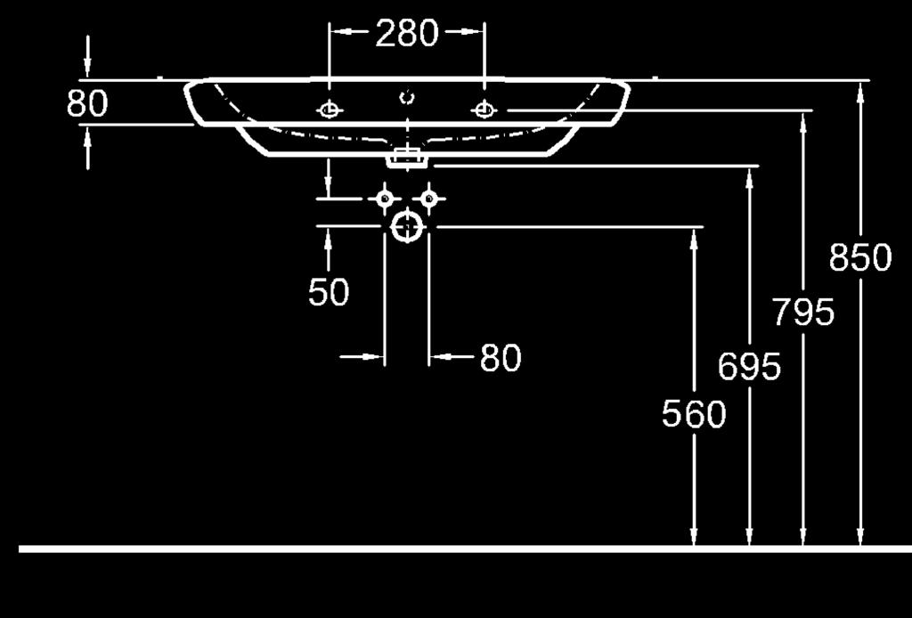 Umywalka 00 cm, z otworem, z przelewem 00 x 48 cm M20000 906976490928 M20900 90697649093 077 (32) 79 (40) 26, 26, 4K 4K Mocowana na śrubach.