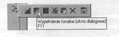 Otworzy si okno dialogowe Wypełnienie tonalne. W czci tego okna nazwanej Opcje wpisz warto Kta: -100 i kliknij OK.