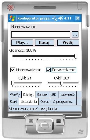 Ilustracja 12: Ustawienia dźwięku Naprowadzanie należy podać ścieżkę pliku *.wav jaki ma być odgrywany przez przycisk. Poprzedni plik należy najpierw skasować by następnie wysłać nowy.