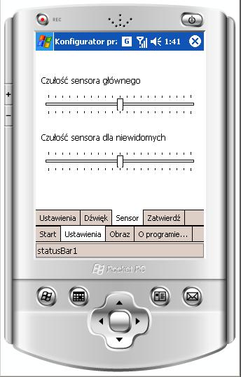 7.2.2 Sensor Ilustracja 13: Ustawienia sensora Czułość sensora głównego suwakiem można zmienić czułość