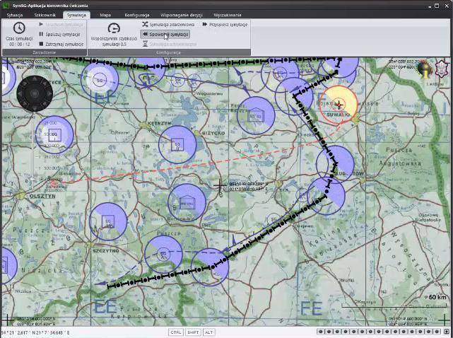 Środowisko GIS wizualizujące dane obiektów symulacyjnych i oferujące