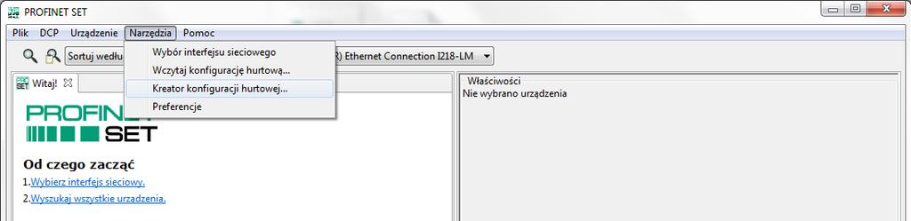 Kreator konfiguracji hurtowej Kreator konfiguracji hurtowej pozwala na: hurtową parametryzację urządzeń w zakresie ich