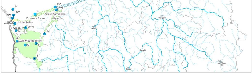 3.3. Wody przejściowe i przybrzeżne Ocena jakości wód przejściowych i przybrzeżnych W roku 2014 badaniami objęto cztery jednolite części wód przejściowych (JCWP): Zalew Szczeciński, Zalew Kamieński,
