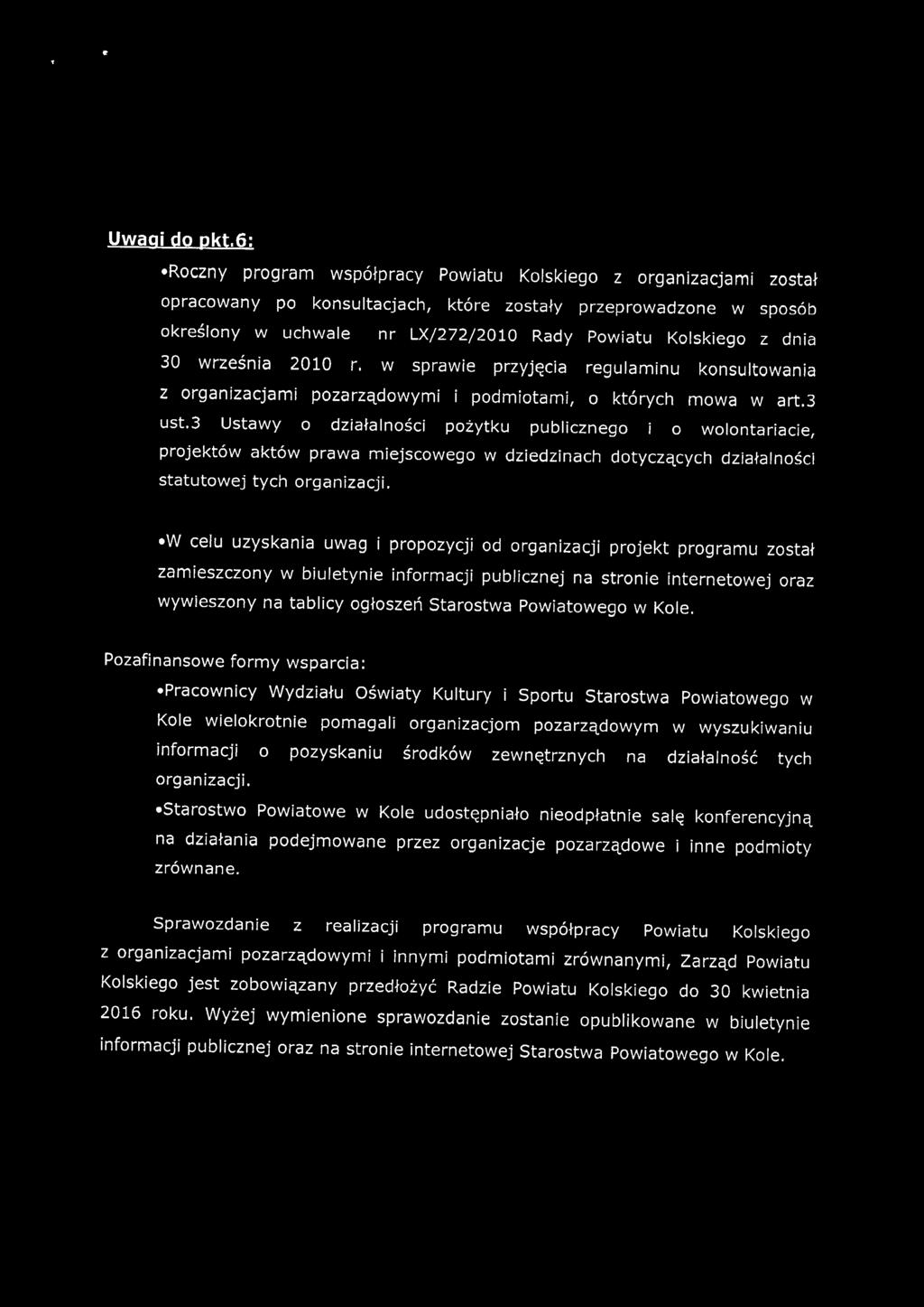 dnia 30 września 2010 r. w sprawie przyjęcia regulaminu konsultowania z organizacjami pozarządowymi i podmiotami, o których mowa w art.3 ust.