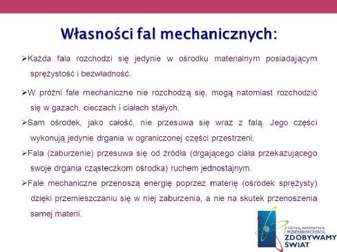 okresu drgań cząsteczek szybkość fali zależna od rodzaju ośrodka