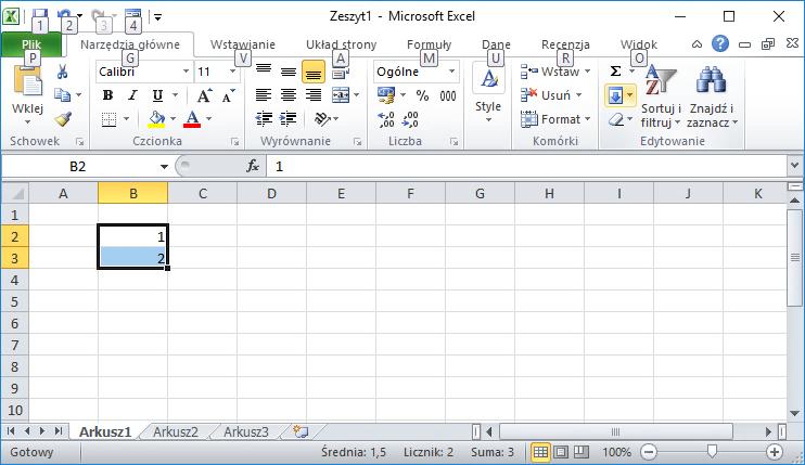 [3/27] Excel 2. Wprowadź wartość początkową serii. 3. Wprowadź wartość w następnej komórce, aby ustalić wzorzec. 4. Jeśli na przykład jest potrzebna seria 1, 2, 3, 4, 5,.