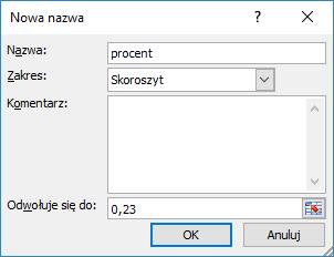 9. Wstążka Rysunek 10. Okno Menedżer nazw 3.