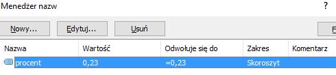 W polu Odwołuje się do wpisujemy: 0,23 5.